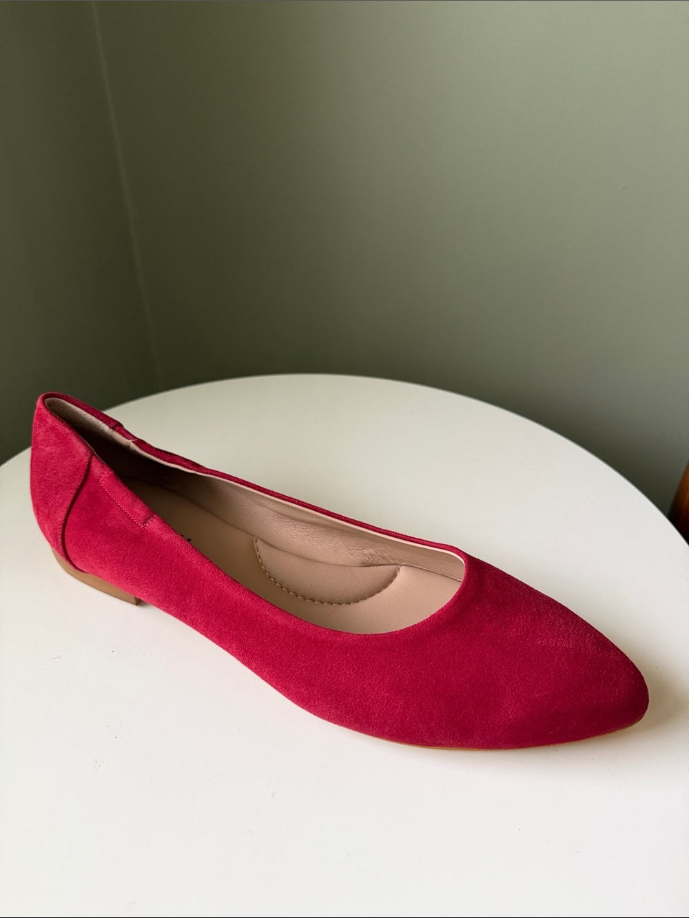ITALEAU Burgundy Suede Pointed Toe Ballet Flats Size 44 Made in Italy